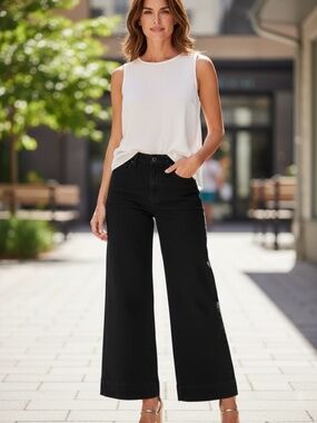 NWOT Maeve Anthropologie  Relaxed High-Rise Wide Leg Jeans, Size 34T/US size 18T